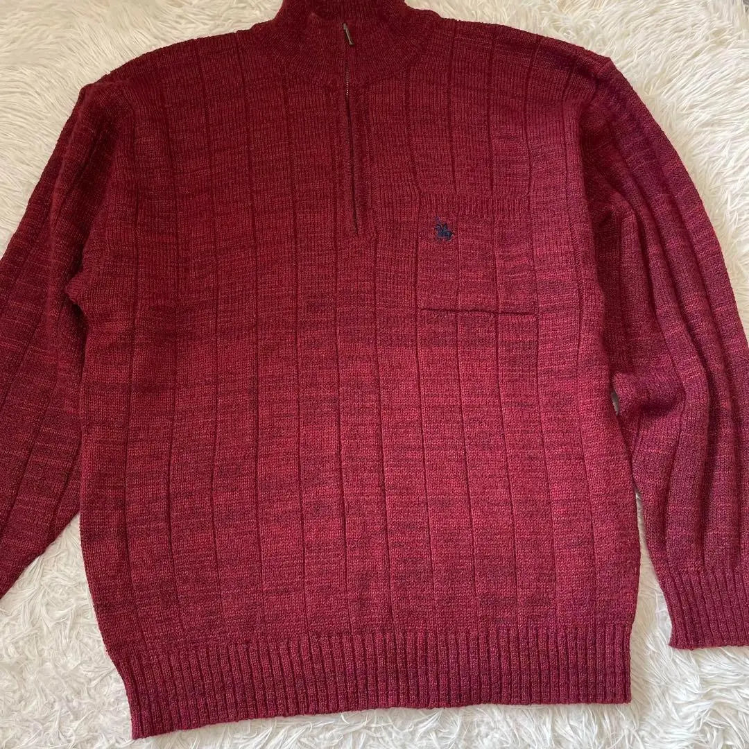 Knights of Round Table [L] Long sleeve knit sweater/Zip polo