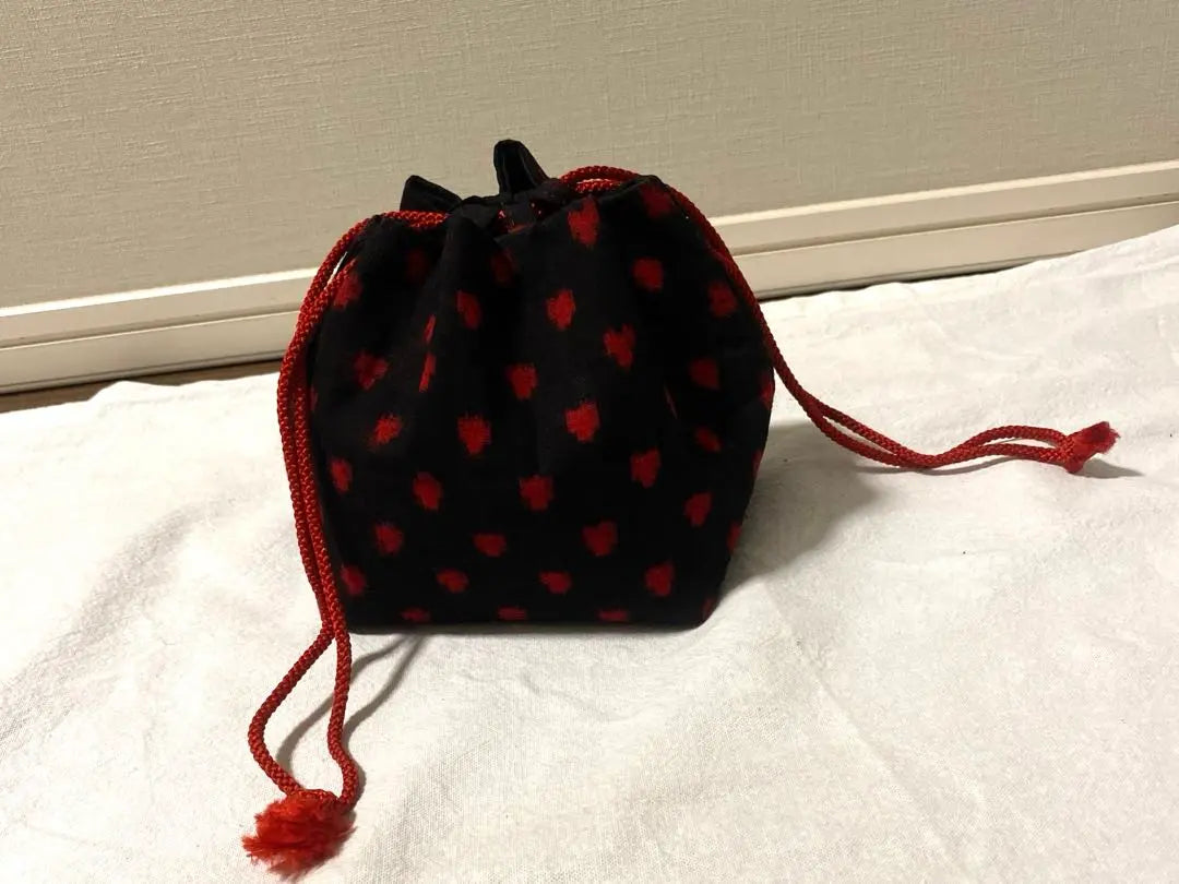 Showa retro drawstring bag, kimono bag, yukata pouch, bottom mat, antique