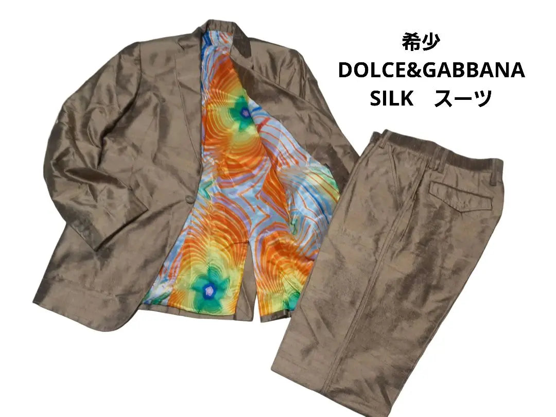 Rare! Dolce & Gabbana/Golden/Silk/Design/Suit/Setup/L