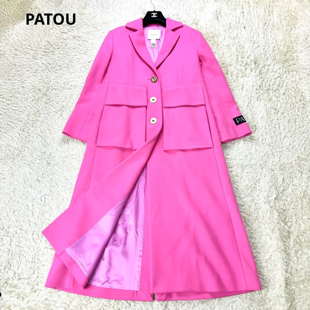 Superb condition ✨PATOU Wool Maxi Pocket Coat Cashmere Blend Darjeeling Pink