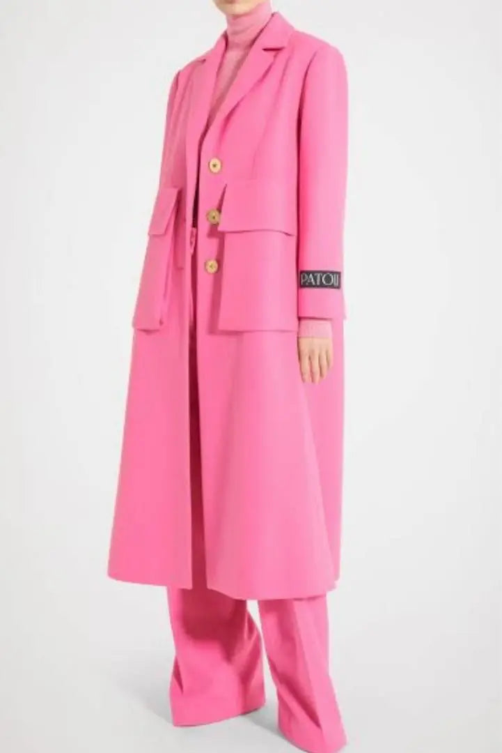 Superb condition ✨PATOU Wool Maxi Pocket Coat Cashmere Blend Darjeeling Pink