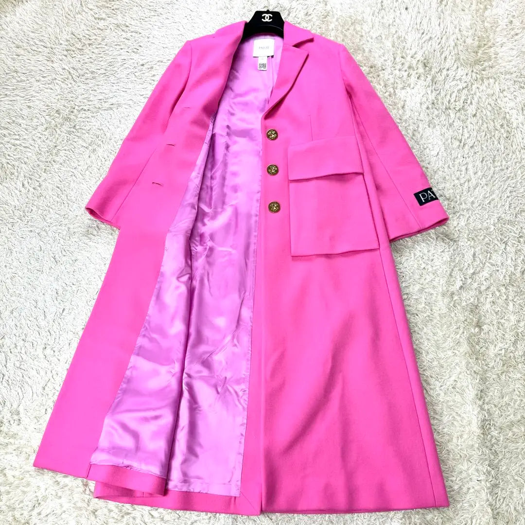 Superb condition ✨PATOU Wool Maxi Pocket Coat Cashmere Blend Darjeeling Pink