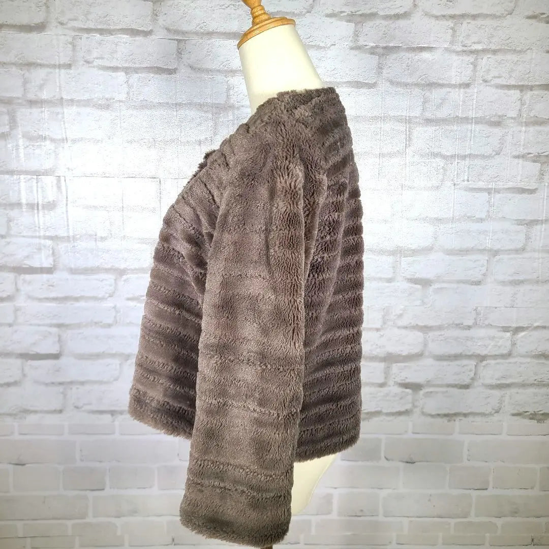 Poncho, faux fur, three-quarter sleeves, gray, outerwear, M