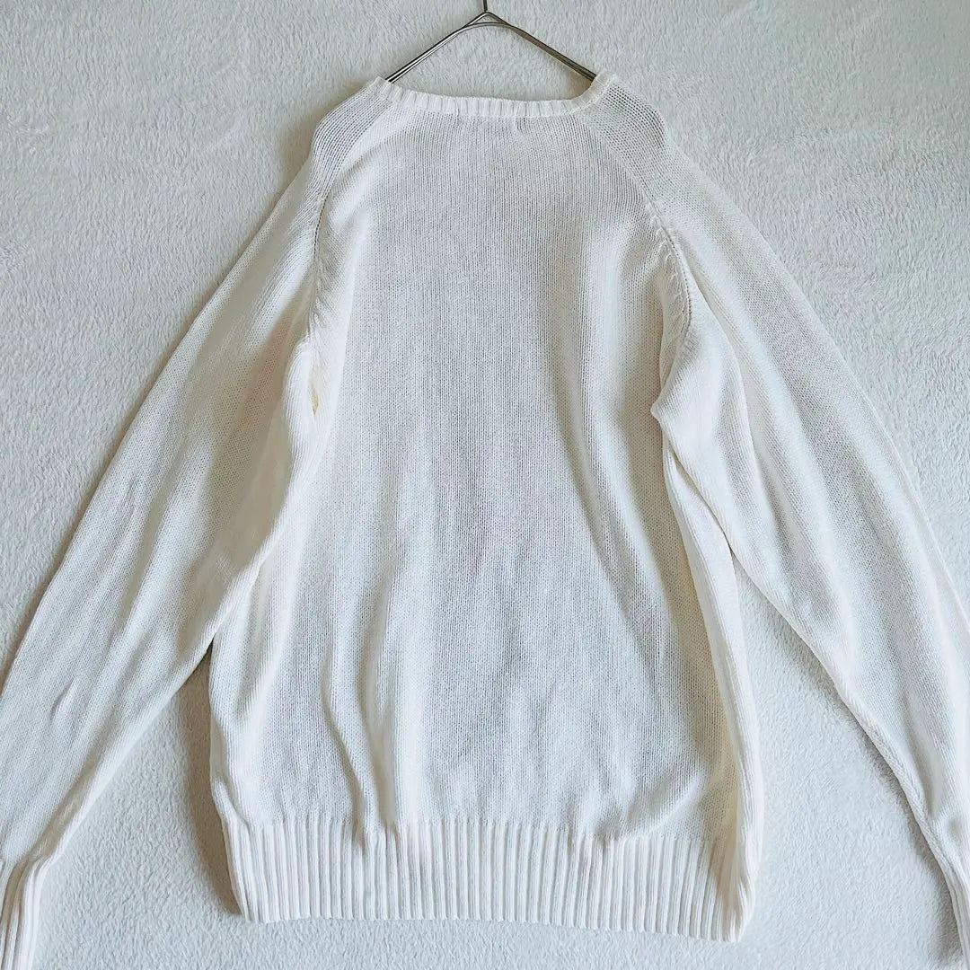 Polo Vi Ralph Lauren Horse Logo Cotton Knit Loose Sweater White