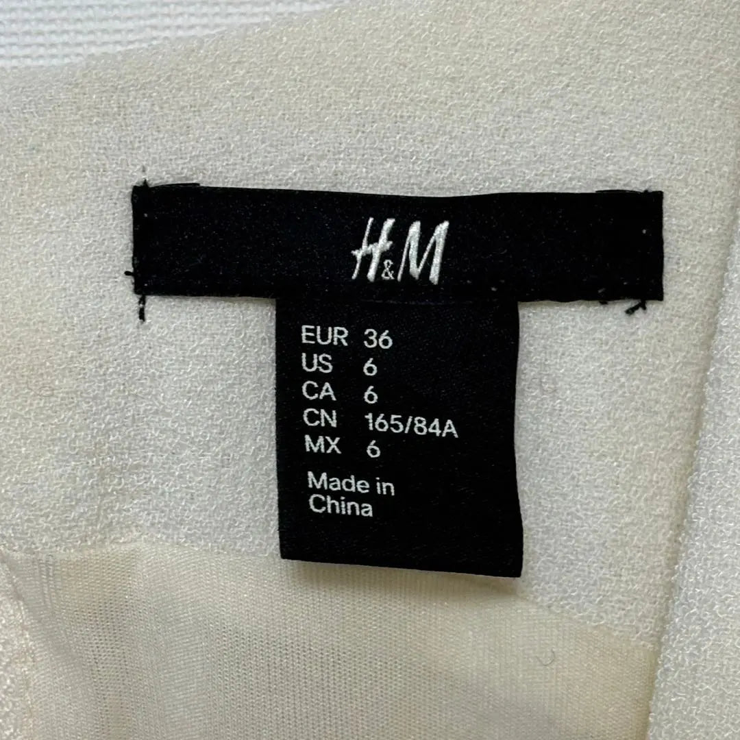 H&amp;M◆Vestido con escote en V/mangas cortas, forro, cierre en la espalda, largo hasta la rodilla