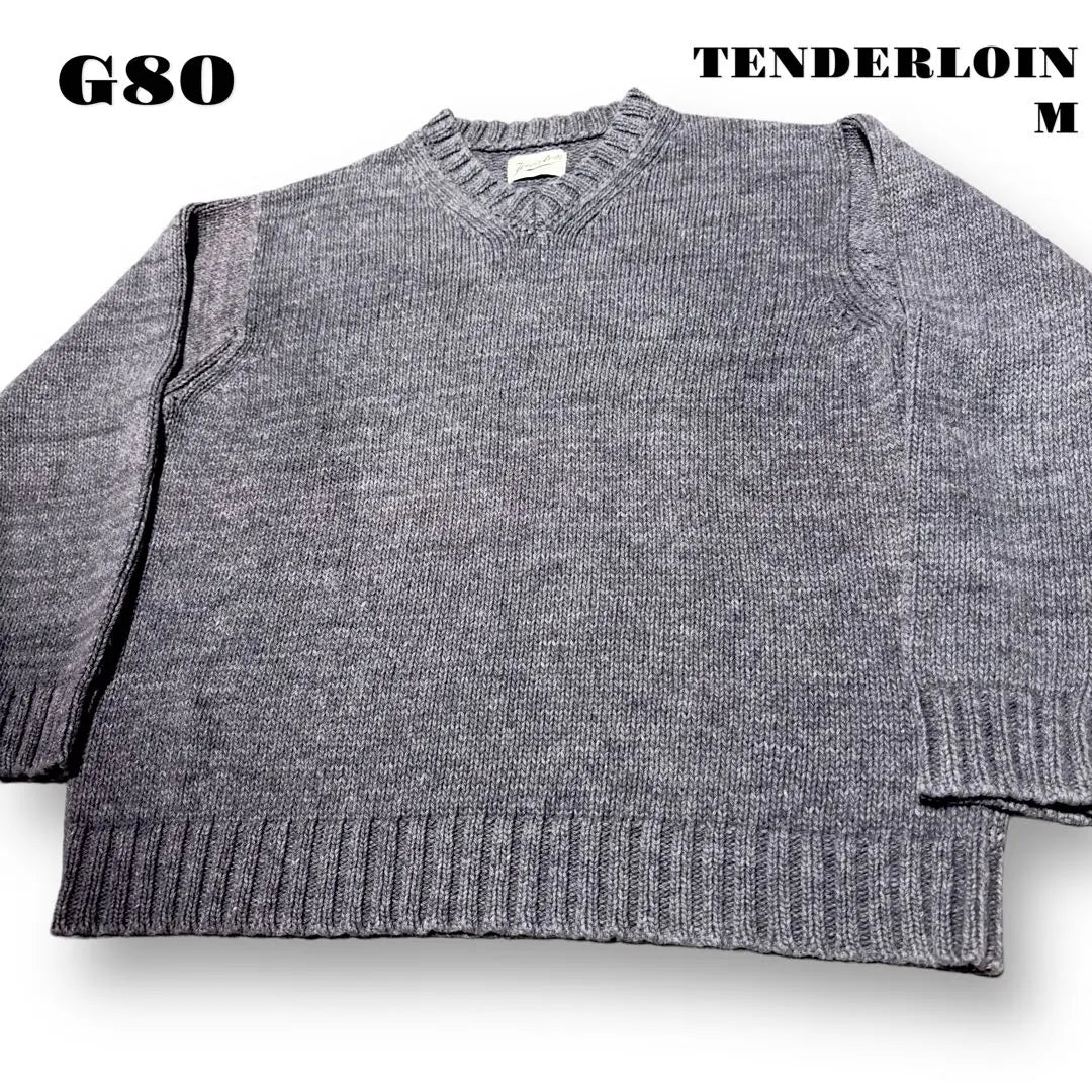 ★Limited listing★ TENDERLOIN V-neck cotton knit gray M