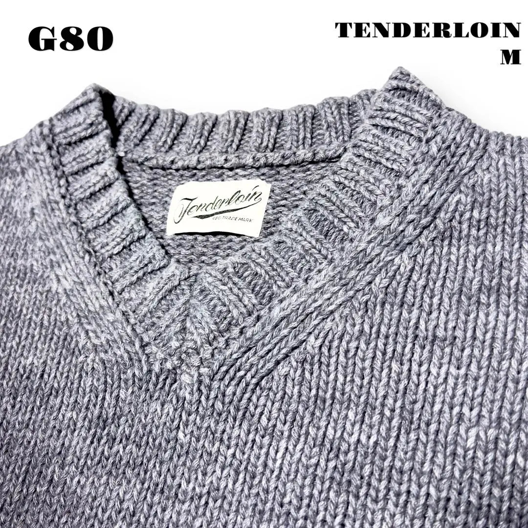 ★Limited listing★ TENDERLOIN V-neck cotton knit gray M