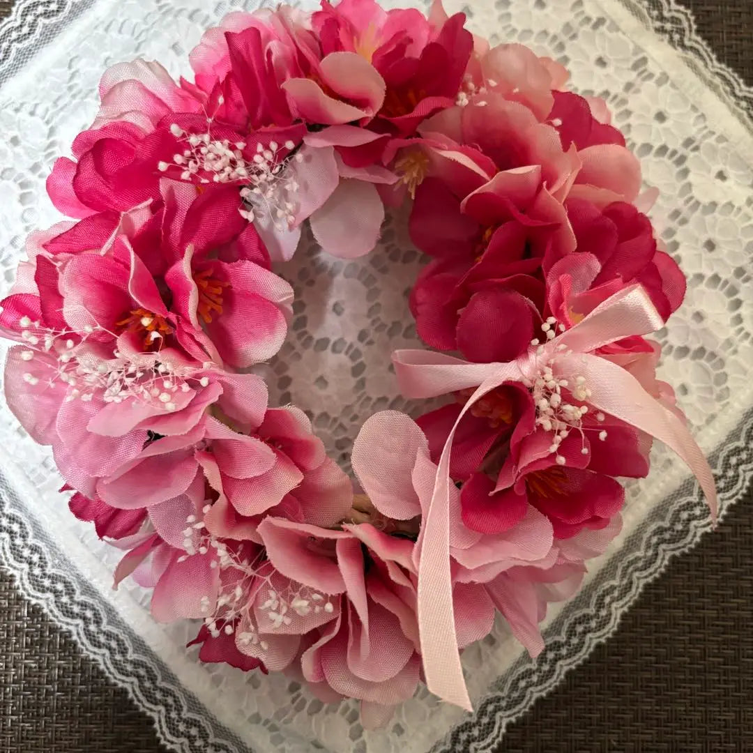 Spring wreath ❤ Artificial flower pink flower crown style wreath