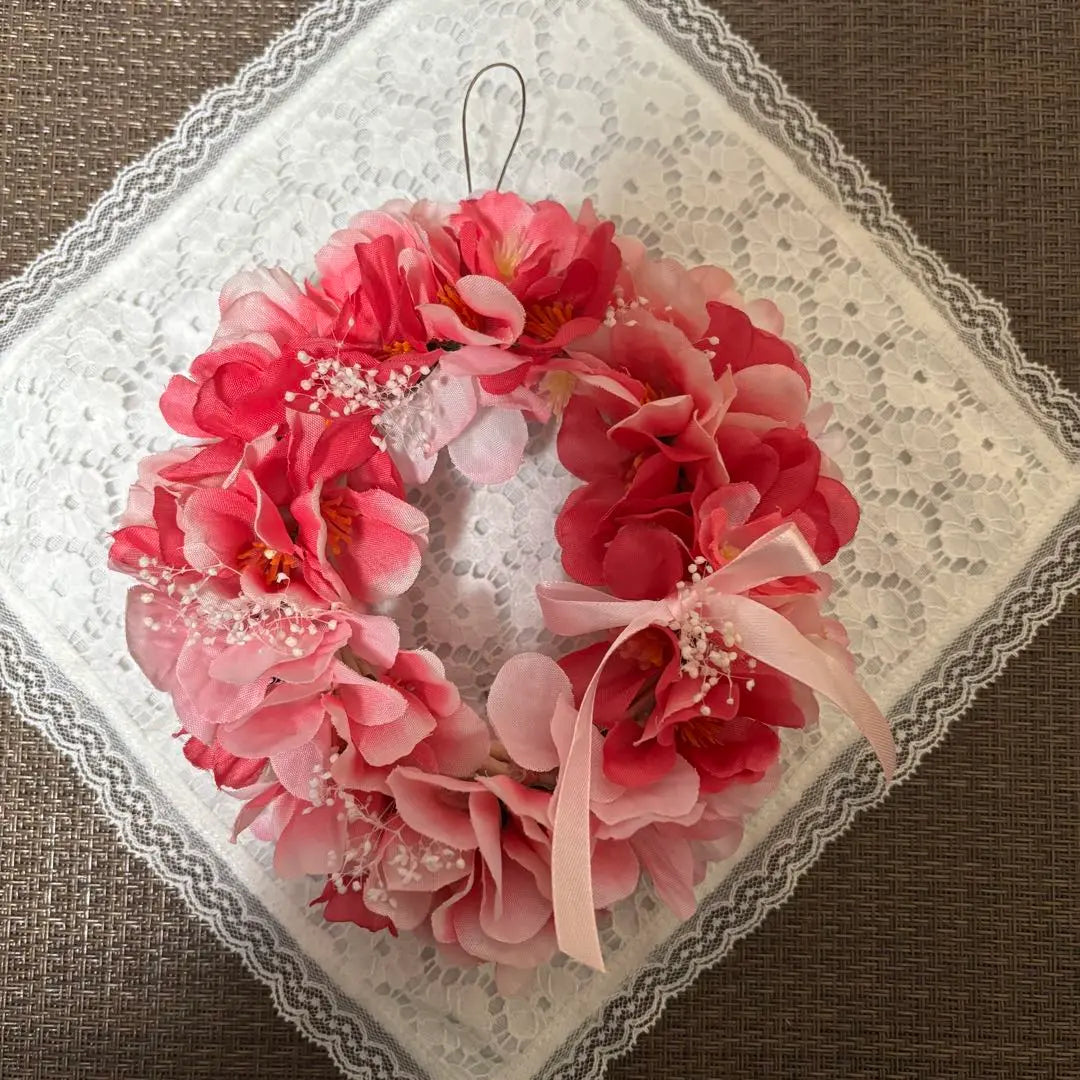 Spring wreath ❤ Artificial flower pink flower crown style wreath