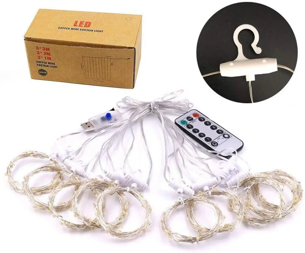 ★✨ Great value✨★Illumination curtain light with hook 3x1m white