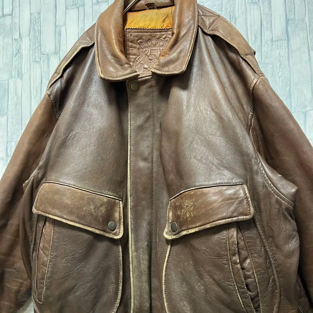 A-2 A2 type flight jacket lamb leather genuine leather brown padded