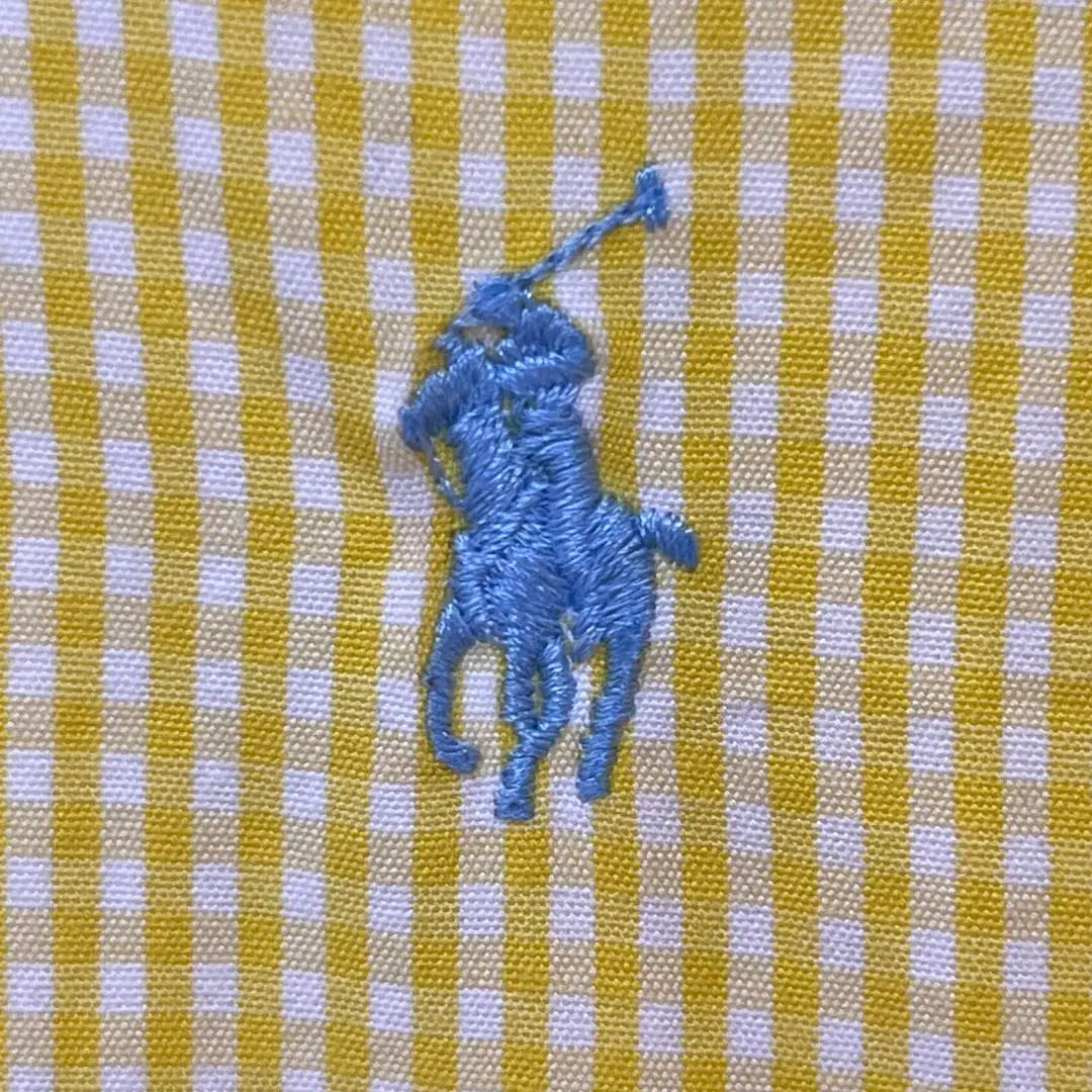 Ralph Lauren BD Shirt Yellow Gingham Check Blue Pony Embroidery Loose