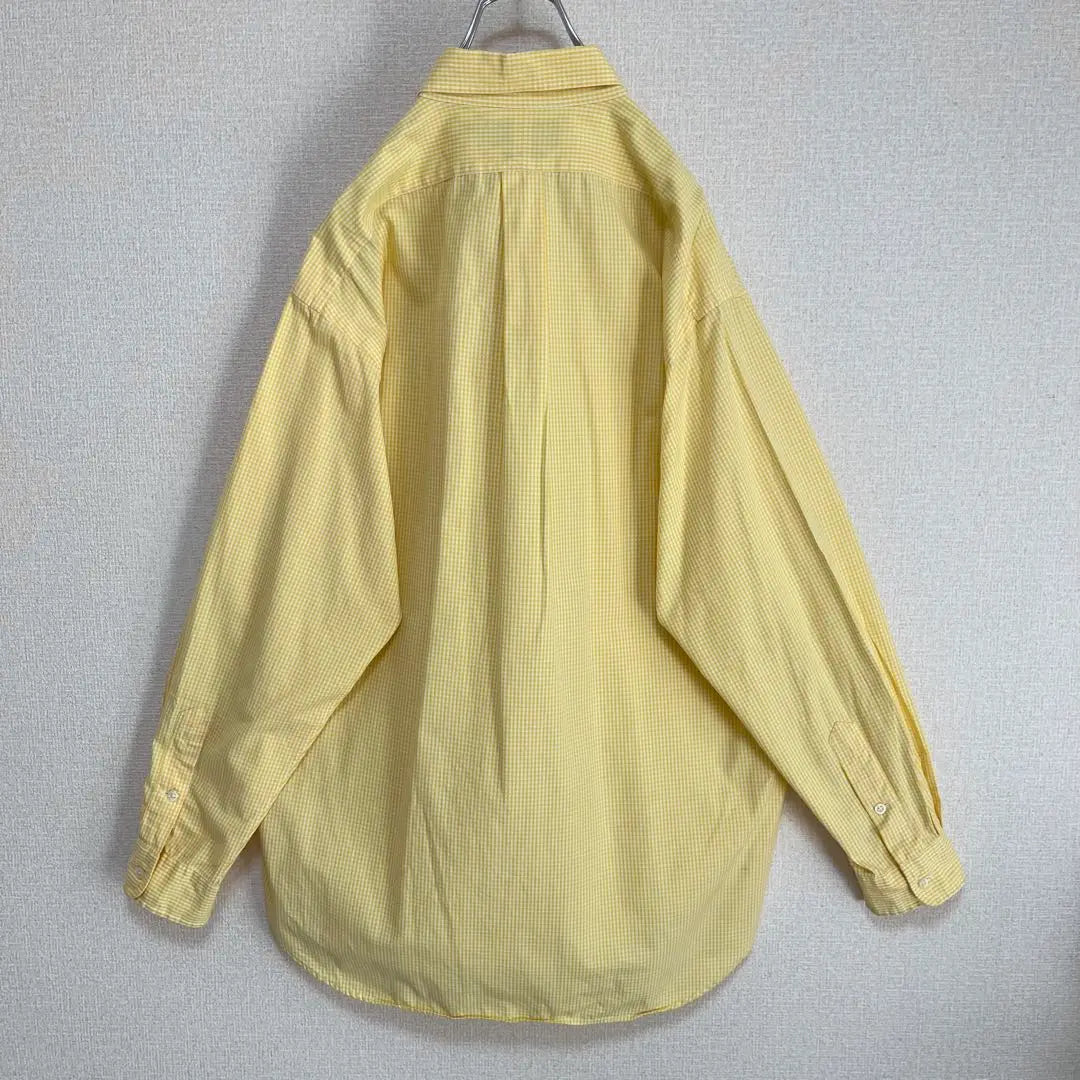 Ralph Lauren BD Shirt Yellow Gingham Check Blue Pony Embroidery Loose