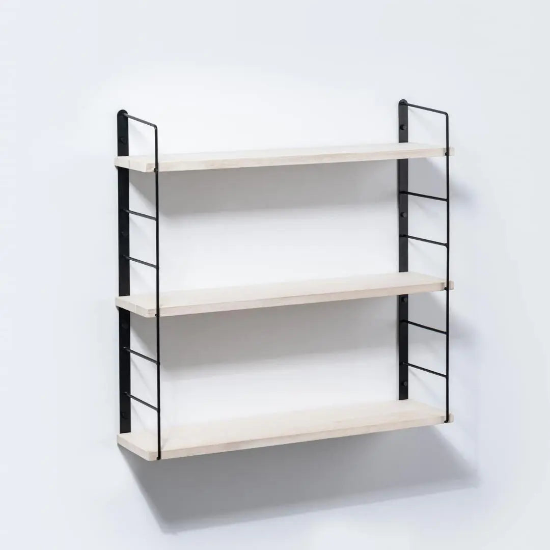 3-tier wooden wall hanging height adjustable wall shelf that does not damage the wall