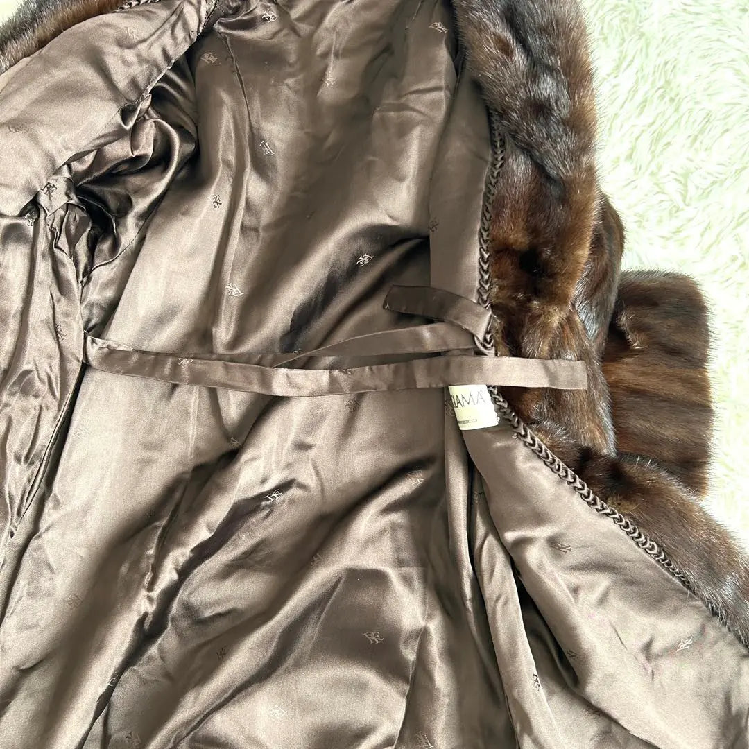 Beautiful condition ✨ Black Glamor Mink Fur Long Coat Dark Brown