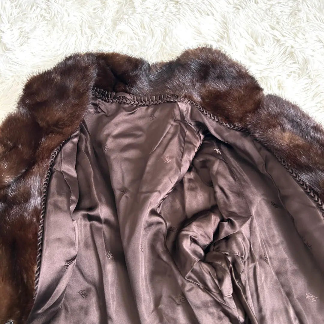 Beautiful condition ✨ Black Glamor Mink Fur Long Coat Dark Brown