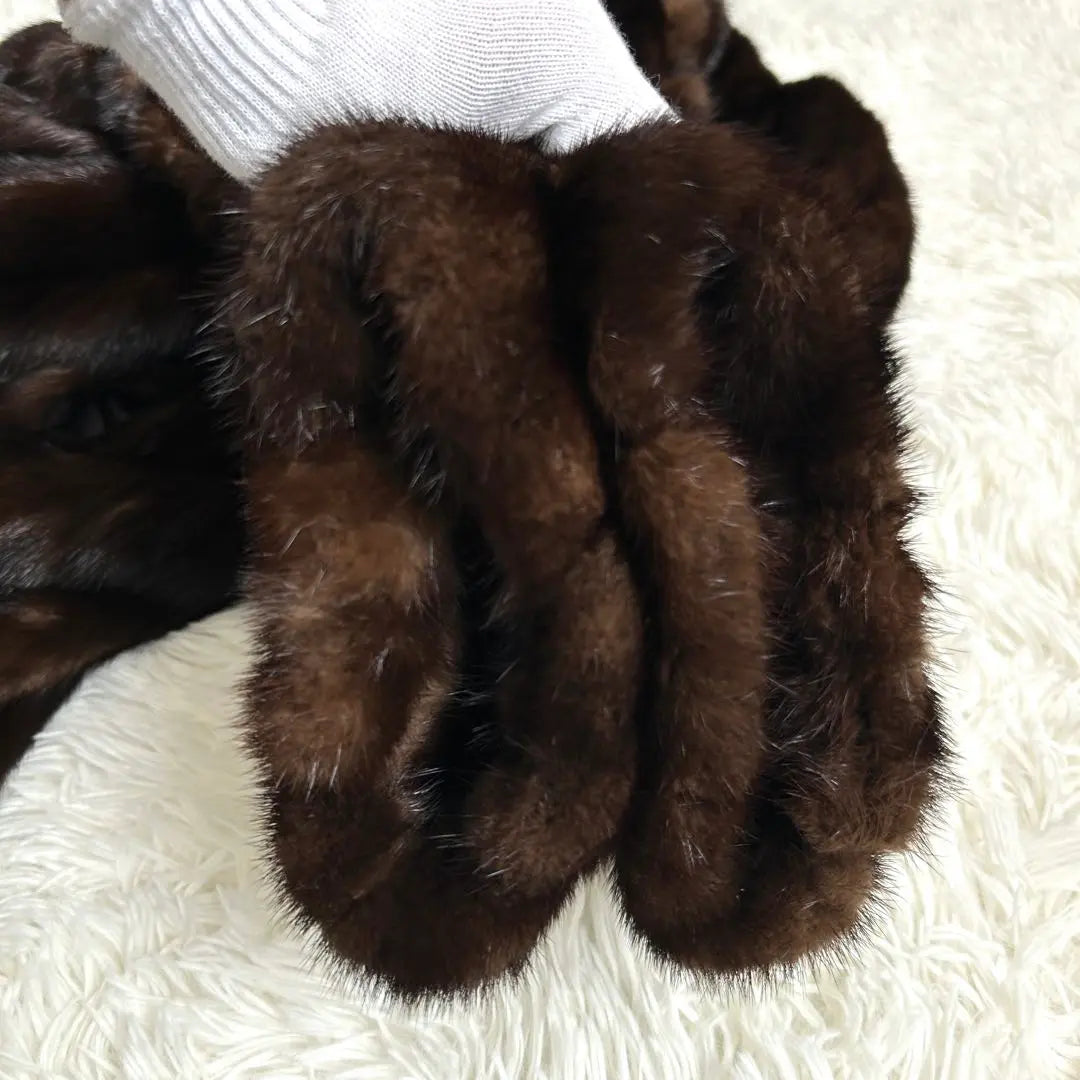 Beautiful condition ✨ Black Glamor Mink Fur Long Coat Dark Brown