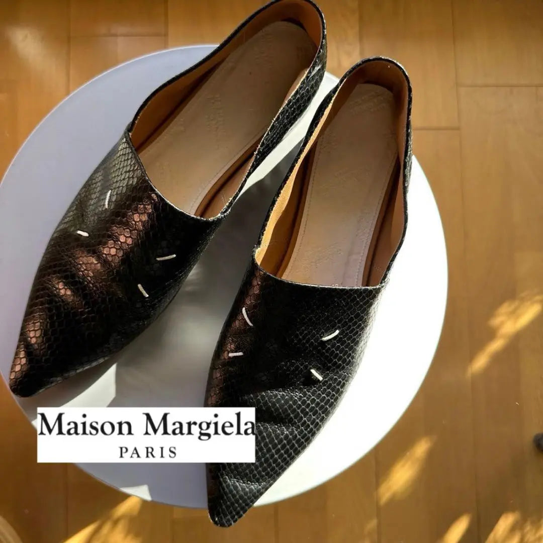 Maison Margiela Pointed toe python loafers 39