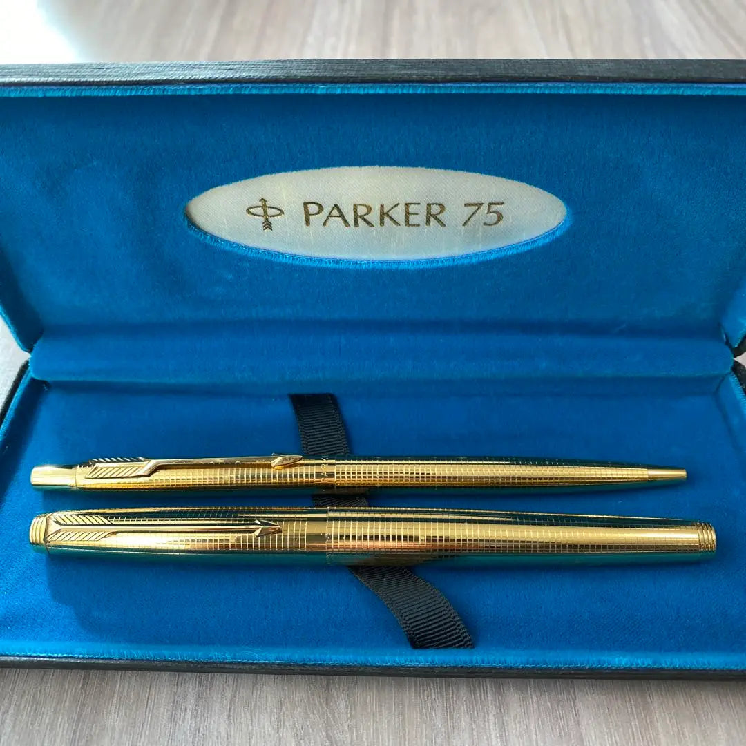 ◆Good condition, rare◎1970s with box☆Parker 75 fountain pen 14KG ballpoint pen set