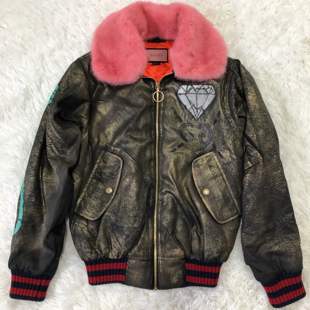 [Extremely beautiful condition] Rare GUCCI Ghost Bomber Jacket Current