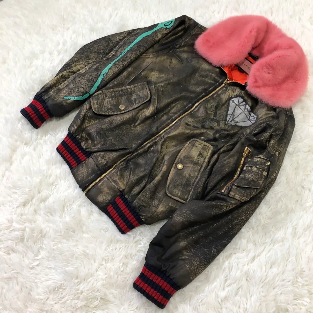 [Extremely beautiful condition] Rare GUCCI Ghost Bomber Jacket Current