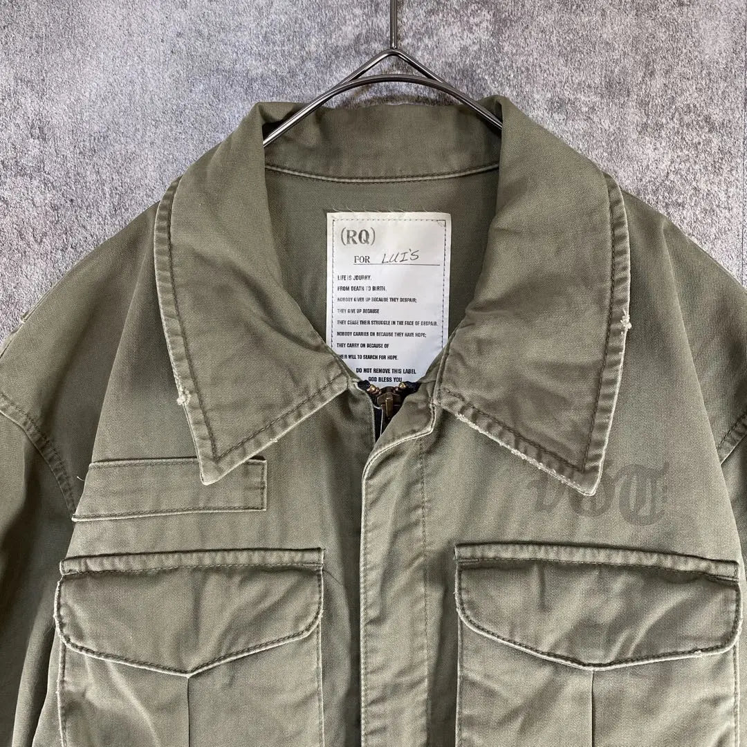 Lui's Military Jacket Printed Damaged Khaki Men's