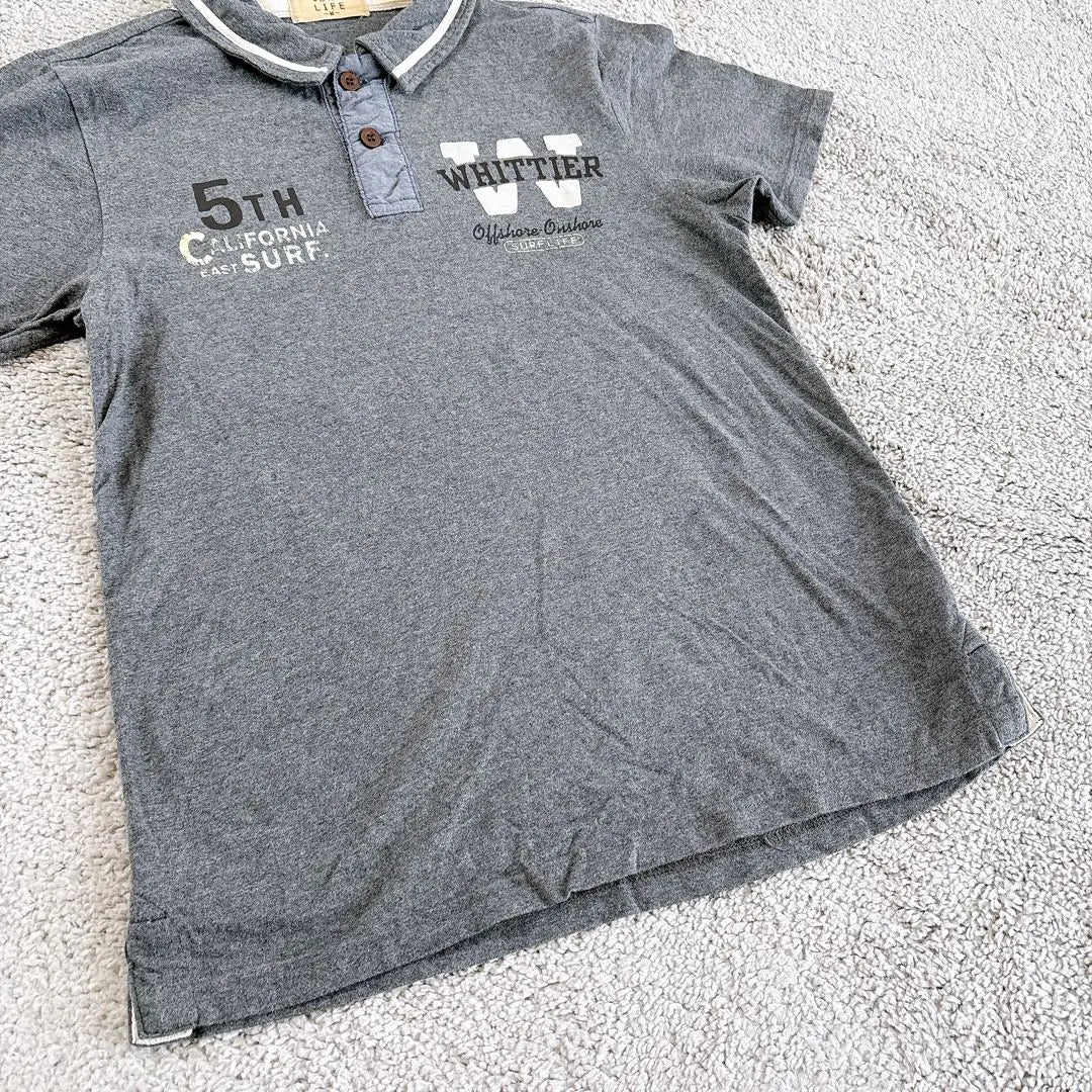 Surf Life Polo Shirt M Gray 100% Cotton