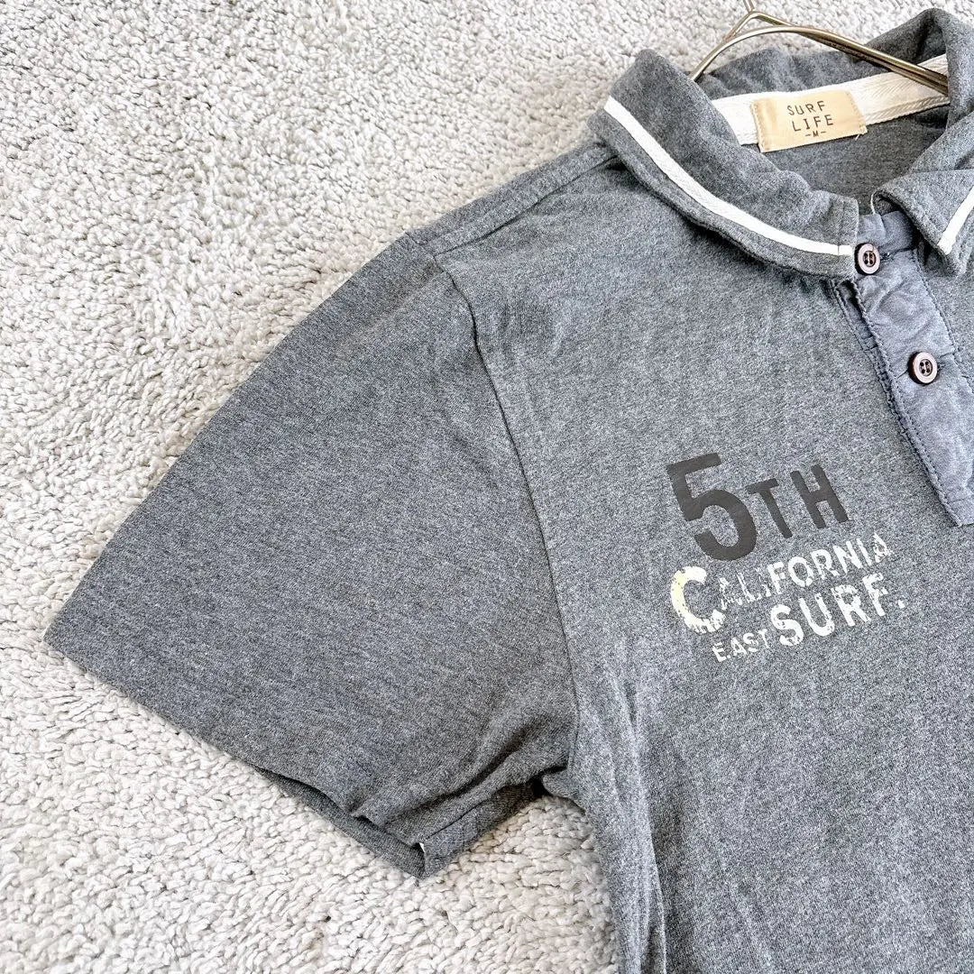 Surf Life Polo Shirt M Gray 100% Cotton