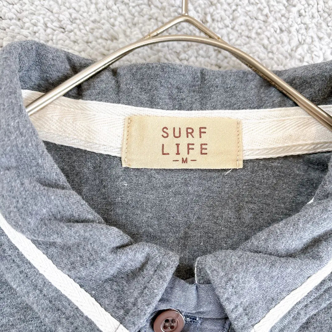 Surf Life Polo Shirt M Gray 100% Cotton