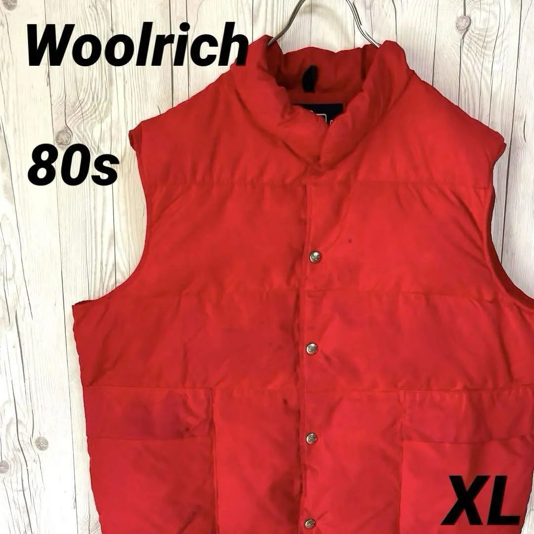 Etiqueta de los años 80 ◆ Ropa vintage ◆ Chaleco de plumas Woolrich para hombre XL Rojo