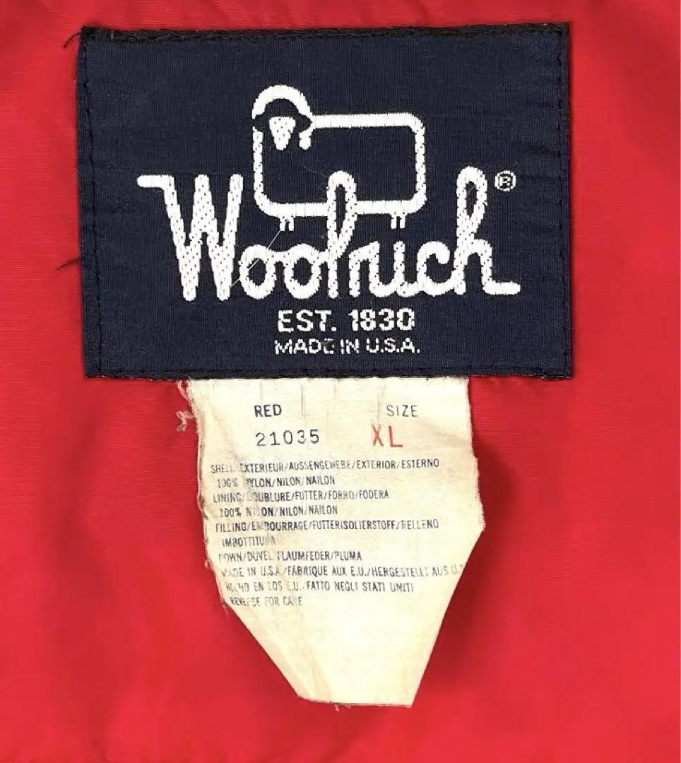 Etiqueta de los años 80 ◆ Ropa vintage ◆ Chaleco de plumas Woolrich para hombre XL Rojo