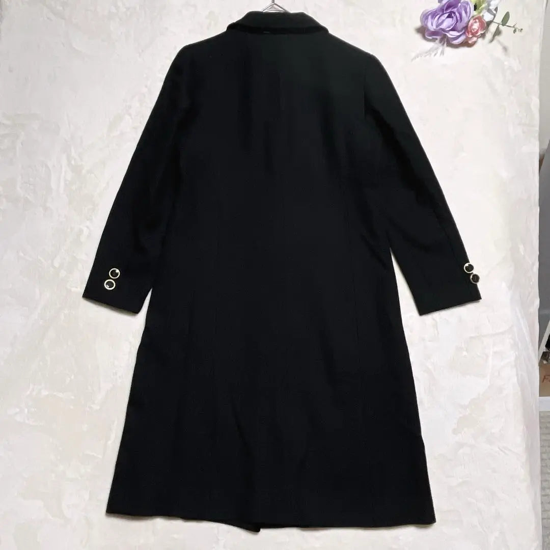 a412 [Caribbean] Beautiful Black Chester Coat Cashmere x Wool Elegant and Fashionable