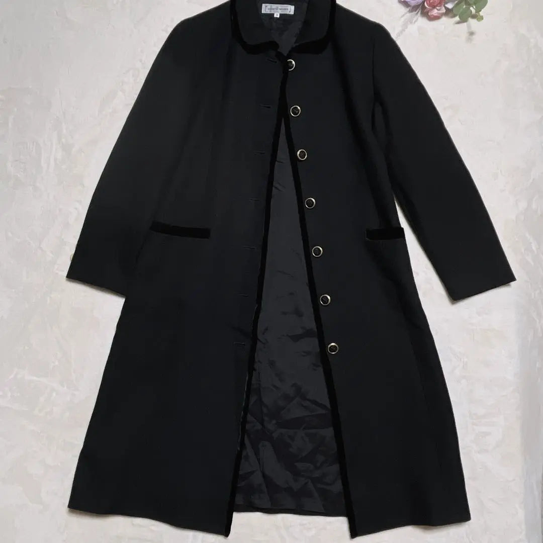 a412 [Caribbean] Beautiful Black Chester Coat Cashmere x Wool Elegant and Fashionable