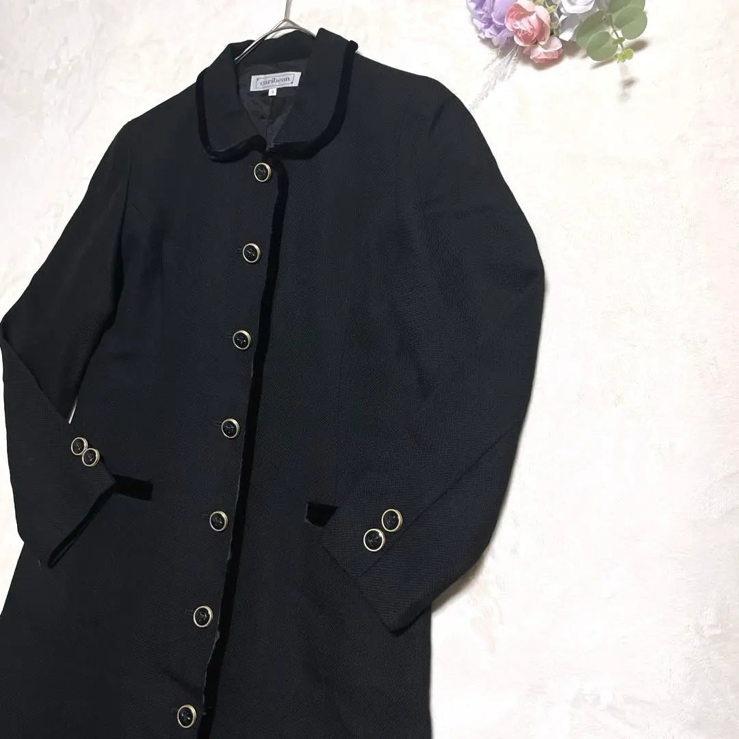 a412 [Caribbean] Beautiful Black Chester Coat Cashmere x Wool Elegant and Fashionable