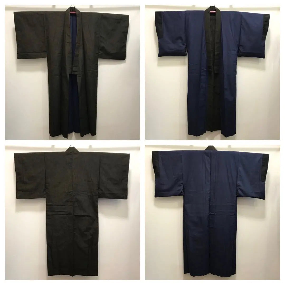 [Tsumugi] Tsumugi para hombre, en perfecto estado, seda pura, conjunto, marrón, prenda interior larga, haori, conjunto de kimono para hombre