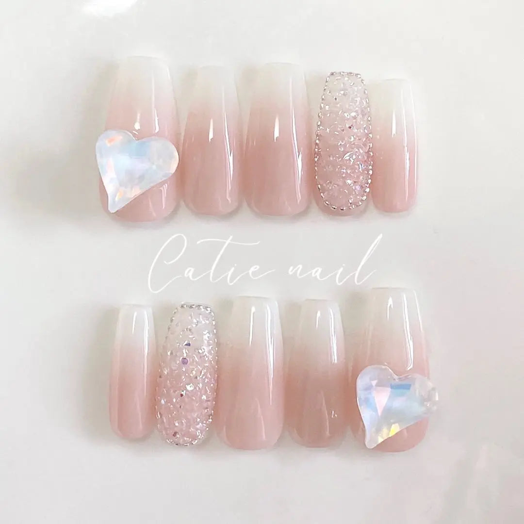 Nail tip, mass-produced French girly, Favorite nails, One-Hon, Gradation