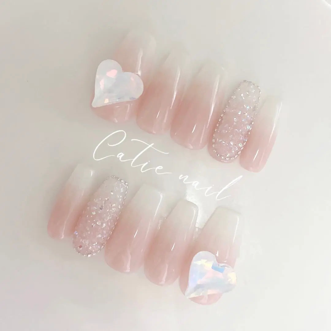 Nail tip, mass-produced French girly, Favorite nails, One-Hon, Gradation