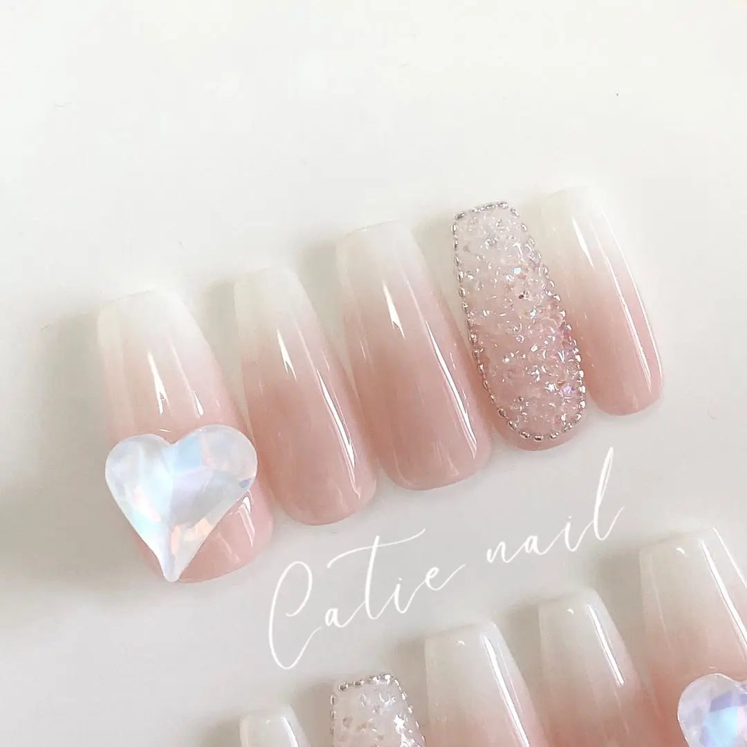 Nail tip, mass-produced French girly, Favorite nails, One-Hon, Gradation