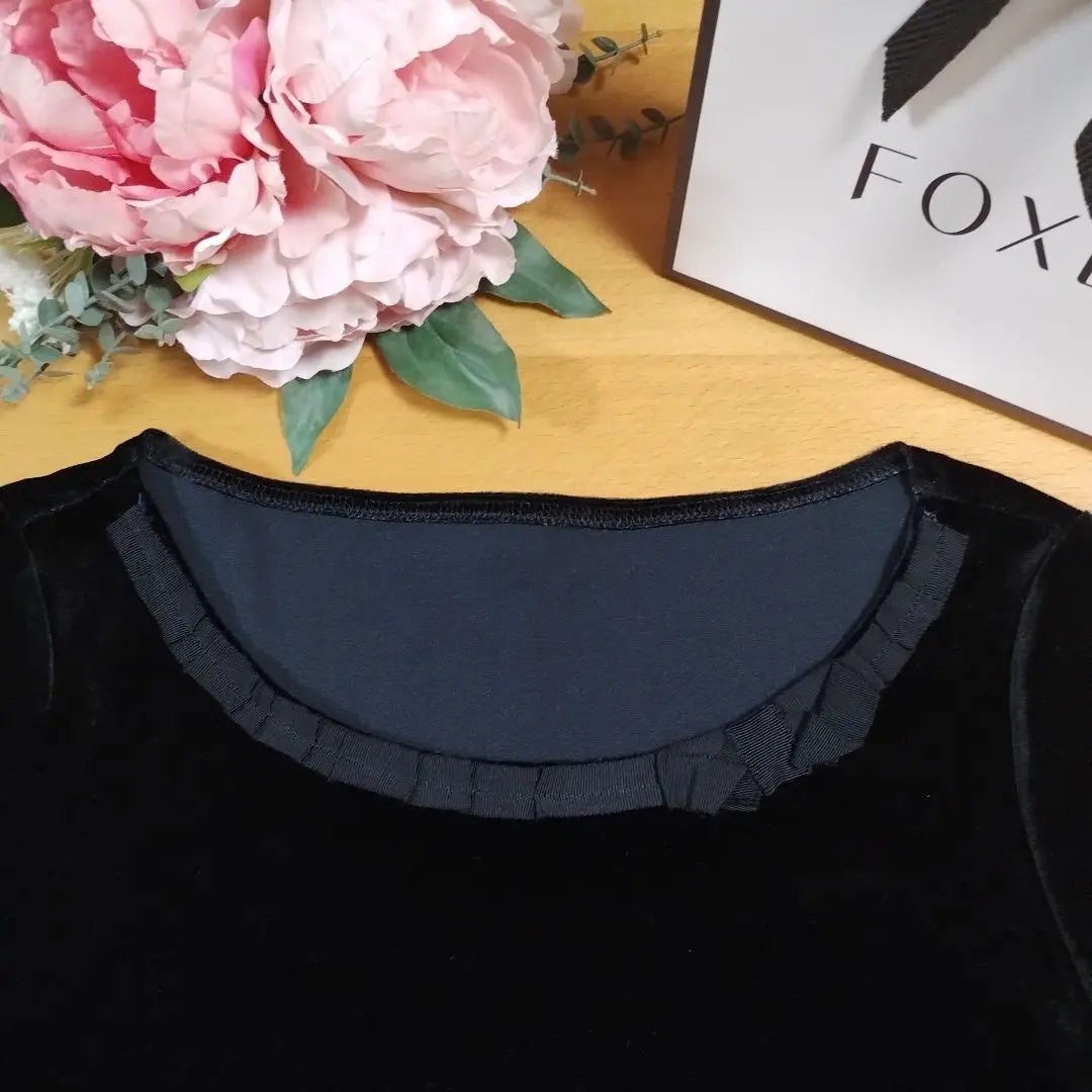 [Good condition] FOXEY NEW YORK Velour Top 40 Grosgrain Ribbon on the collar