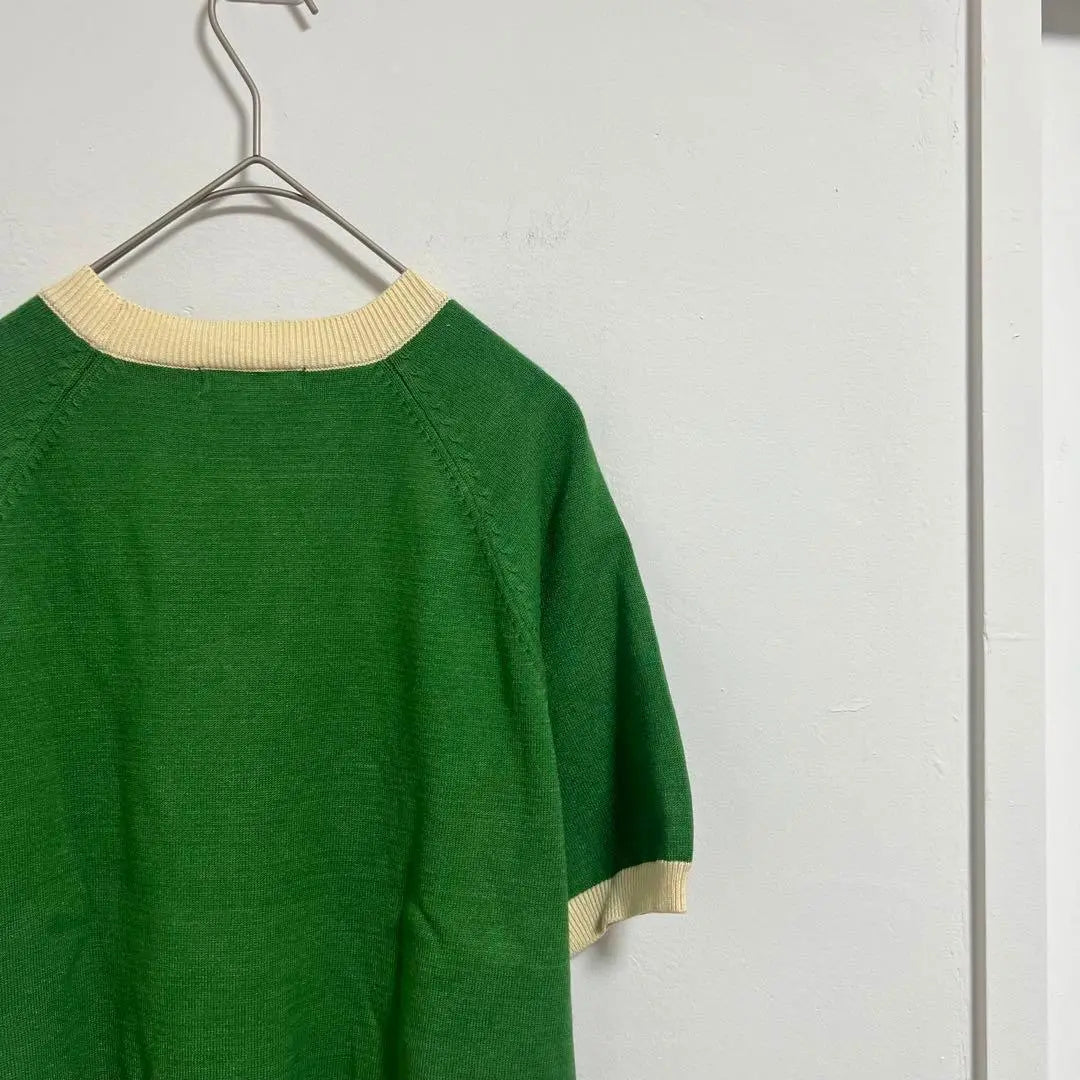 [Classical Elf Classical Elf] Short Sleeve Knit 5 -minute Sleeve Green | 【CLASSICAL ELF クラシカルエルフ】　半袖ニット　5分袖　グリーン