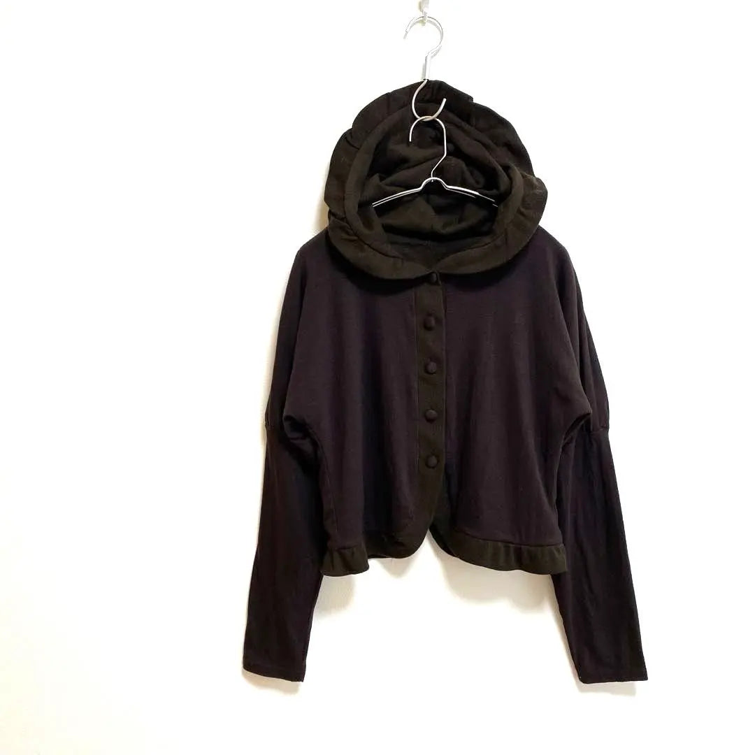 ♪ [Radure] Hooded jacket, haori, hooded hem ruffles, walnut button size 11