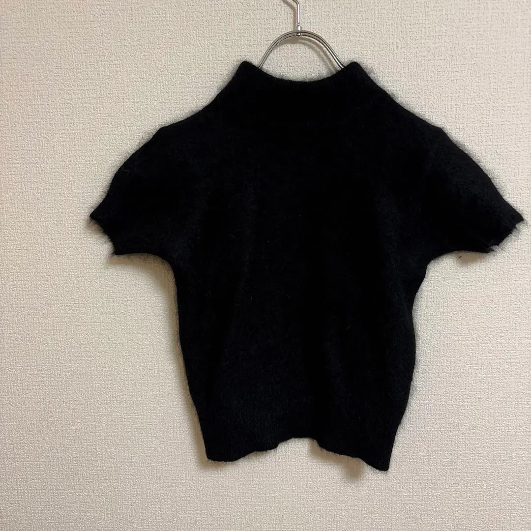 Short sleeve knit summer sweater cropped tops angora blend women's M