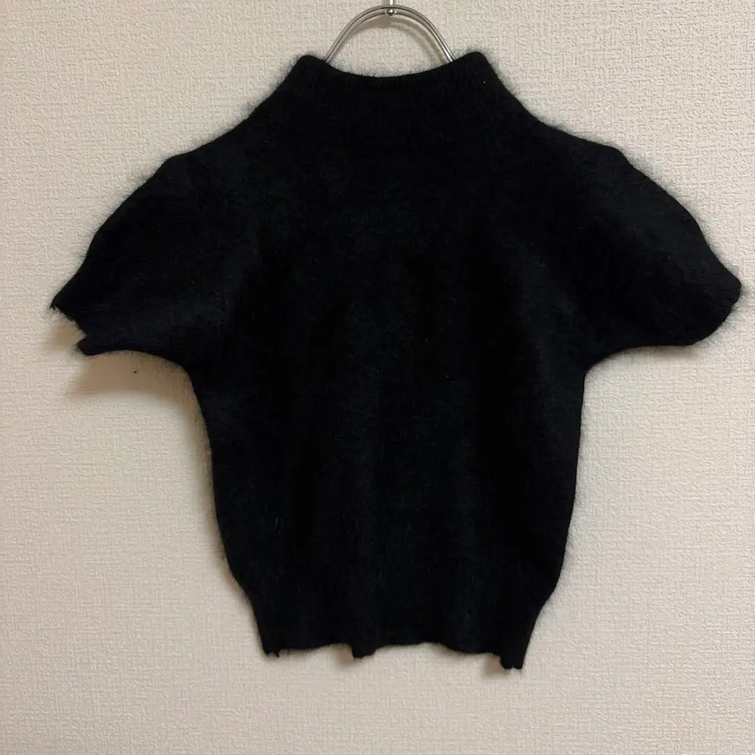 Short sleeve knit summer sweater cropped tops angora blend women's M