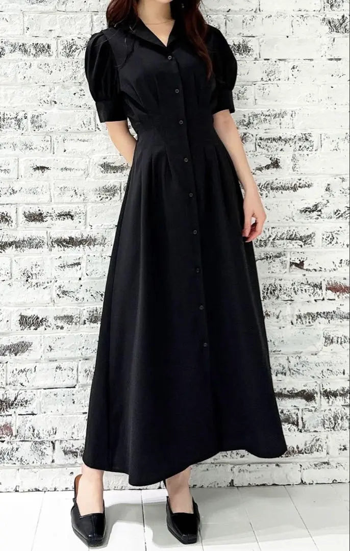 Rezexy Puff Sleeve Shirt Dress Web Exclusive Product Black F Good Condition