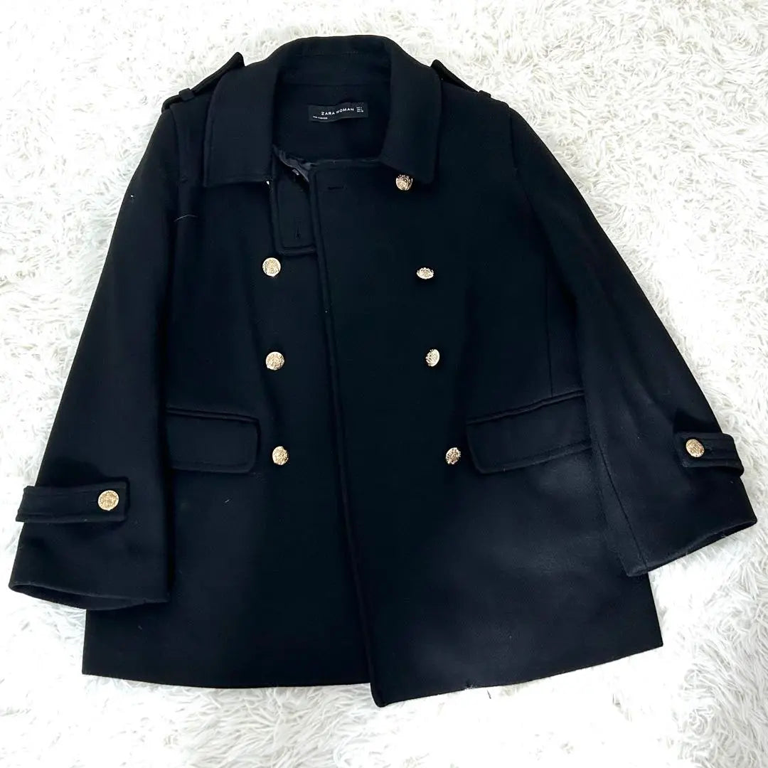 ZARA WOMEN Zalawoman wool P coat gold button L | ZARA WOMEN ザラウーマン ウール　Pコート　金ボタン　L