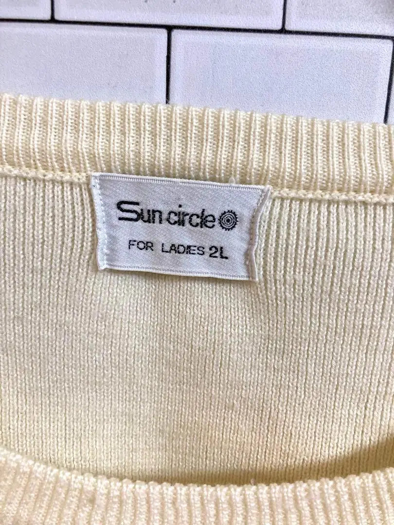 11a1481 Sun Circle [2L] Jersey de punto acanalado de manga corta de lana color marfil