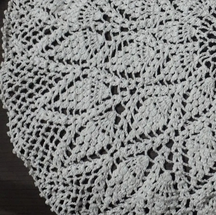 [Unused] Lace vase mat table center handmade ornament mat white ④