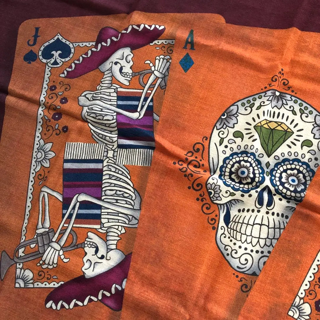 FRANCO BASSI Wool Stole Skull Playing Cards Franco Bassi Hair