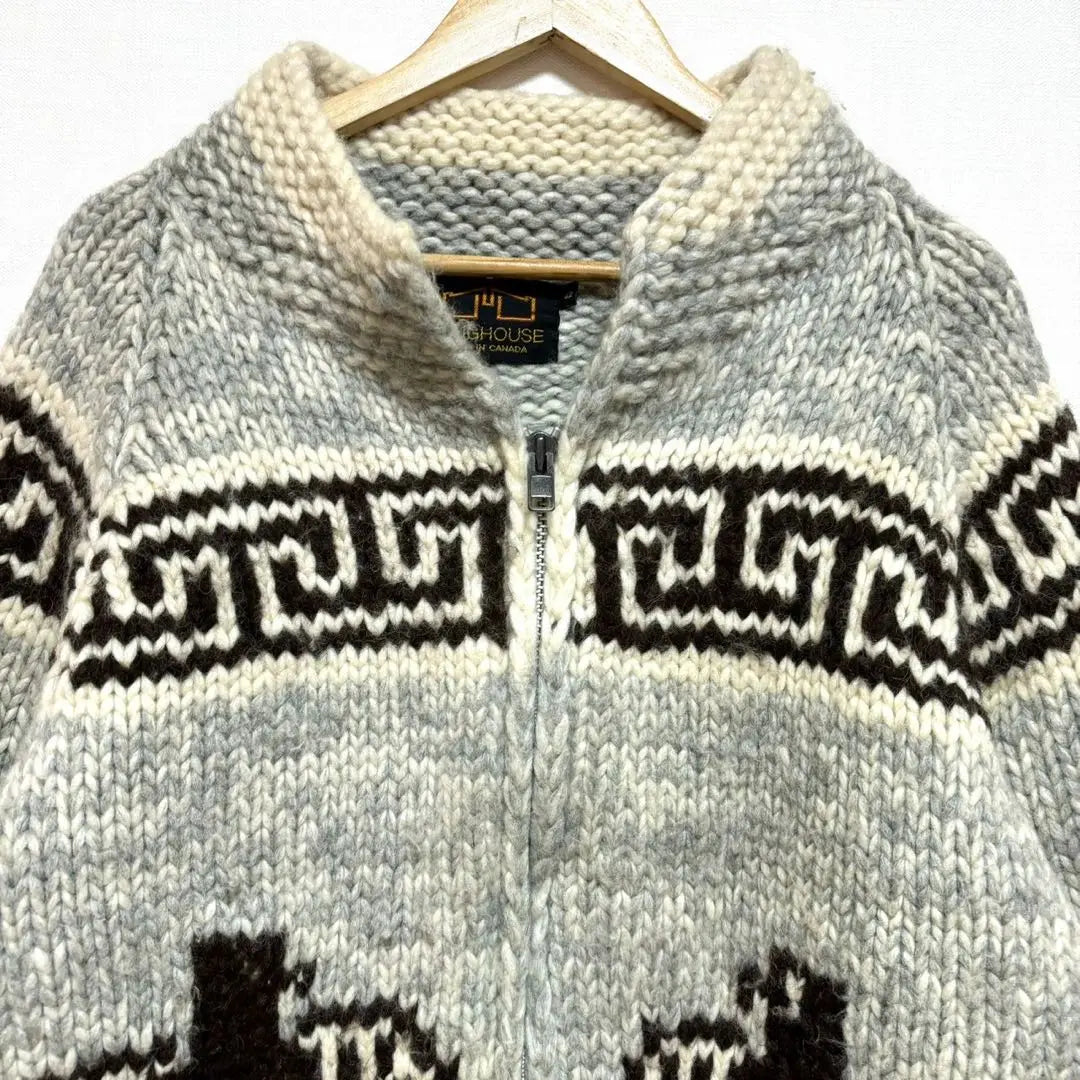 Made in Canada LONG HOUSE Cowitine Knit Thunderbird Grey 42