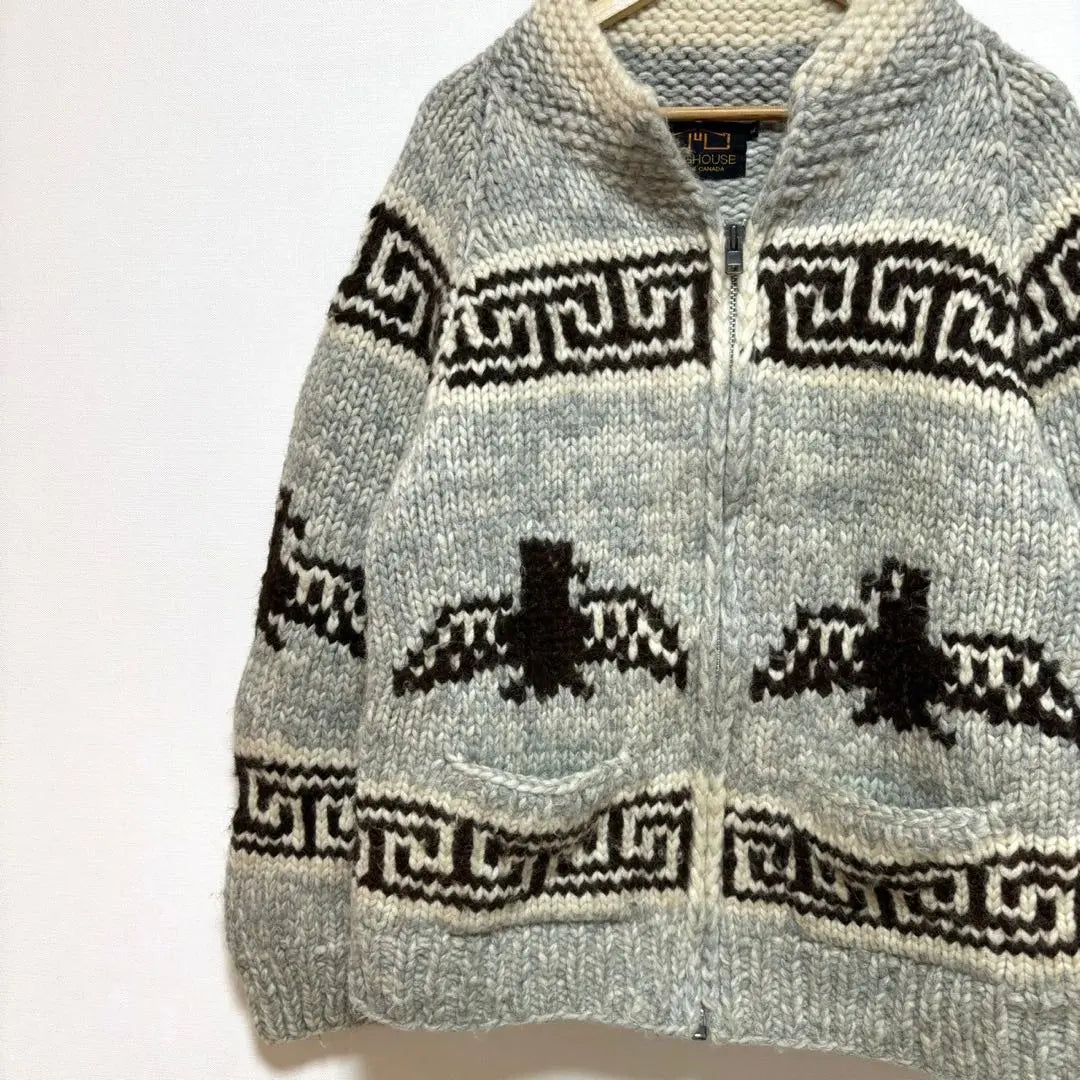 Made in Canada LONG HOUSE Cowitine Knit Thunderbird Grey 42